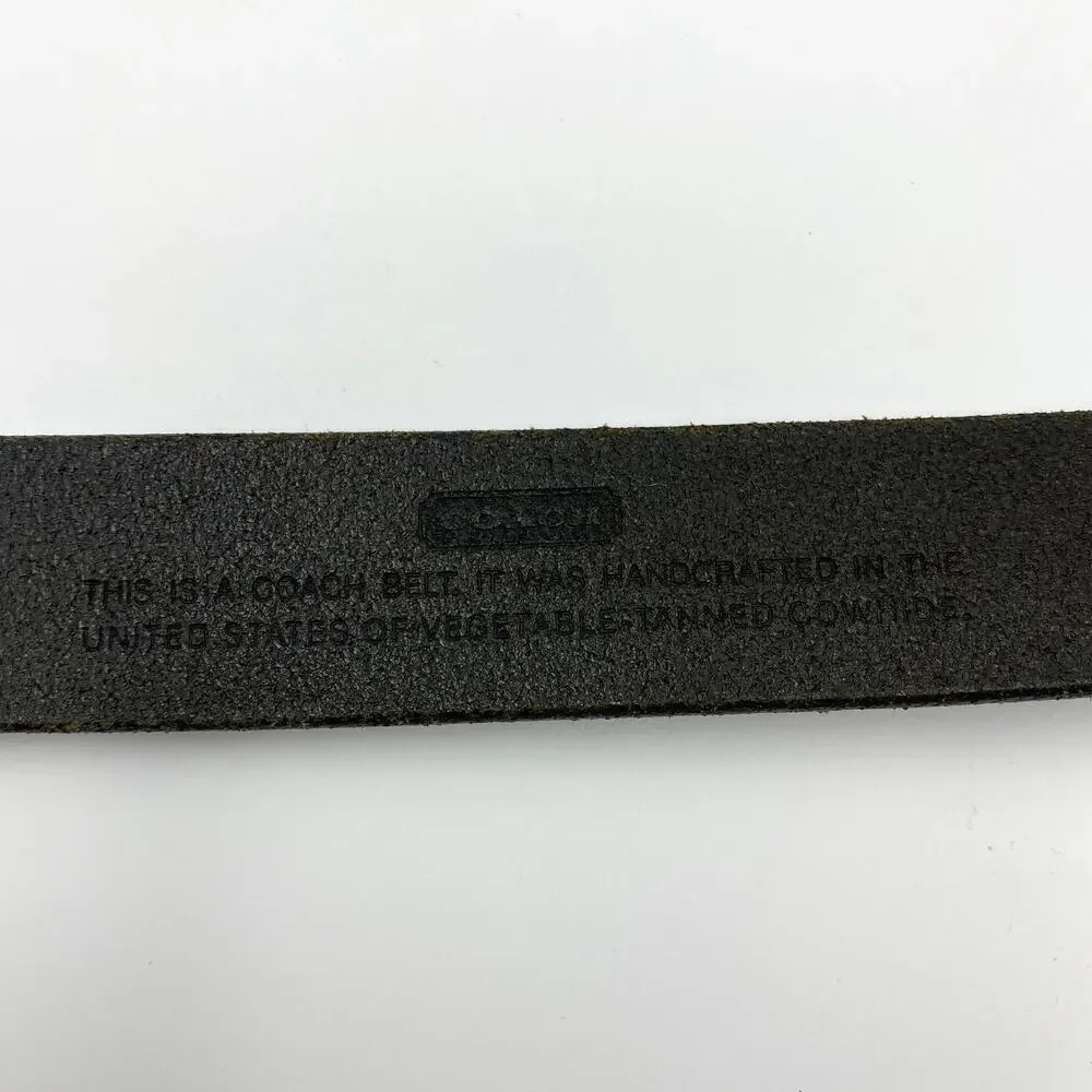 Coach Belt Lizard Textured Leather Black Silver 35